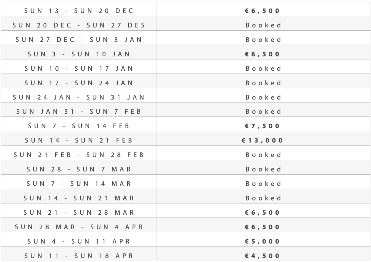 Floralies 26:27 winter pricing