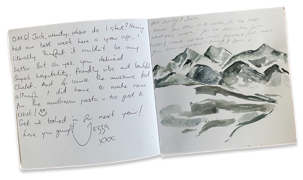 guest book with text from guests