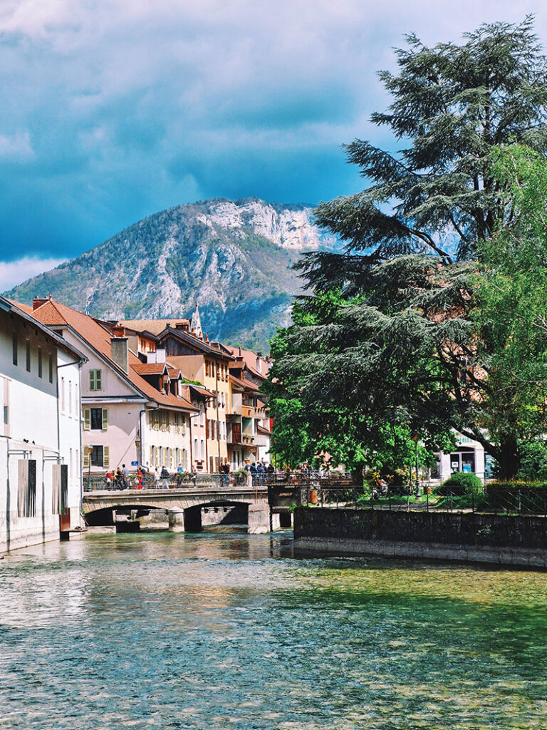 Canal and traditional buildings in Annecy