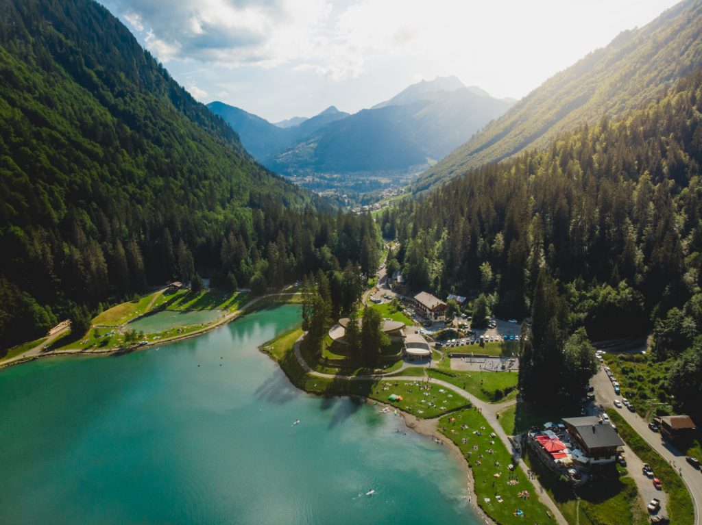 View over Lac de Montriond and the surrounding mountains