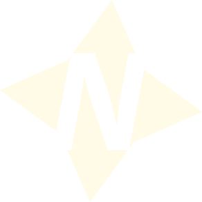a diamond shape with a cutout N in the middle in cream (northstar Logo)