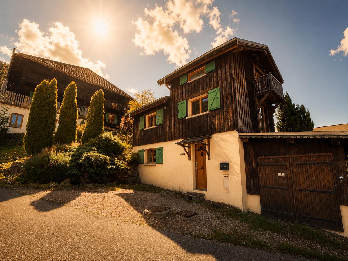 Exterior of Chalet Greniette in the summer sunshine
